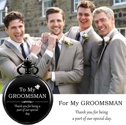 Engraved Pocket Watch for Wedding Groomsmen